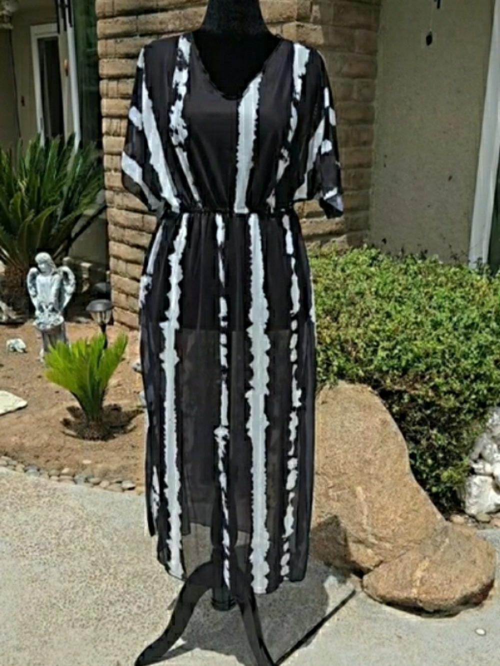 Swimsuit Coverup Vneck Black White Semi Sheer 🤍 NWT - Picture 7 of 11